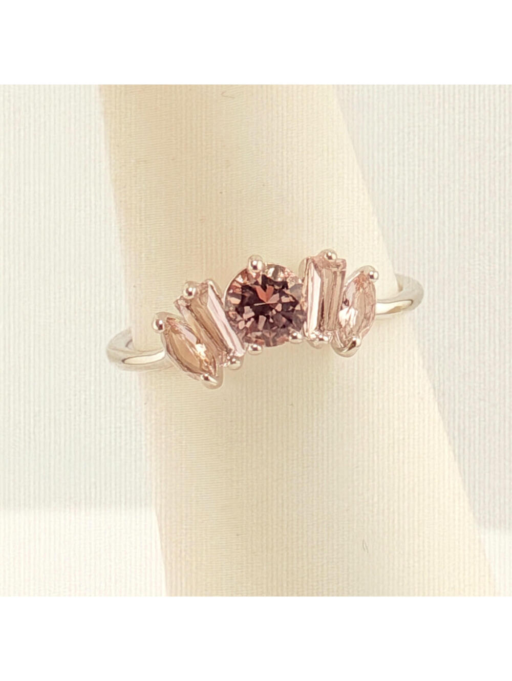 Bomb Party Ring Sz 11 “A Crown All Your Own” Morganite on Rhodium RBP7474